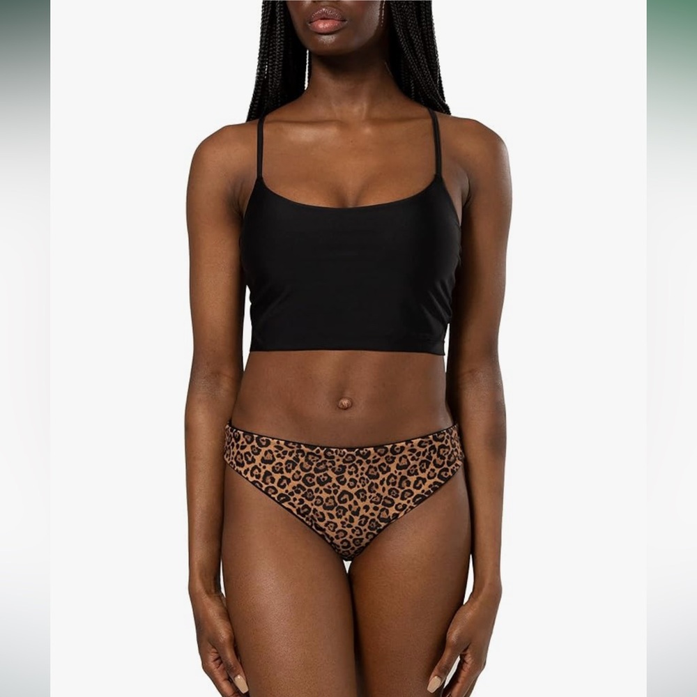 Black and Leopard Print Bikini Set